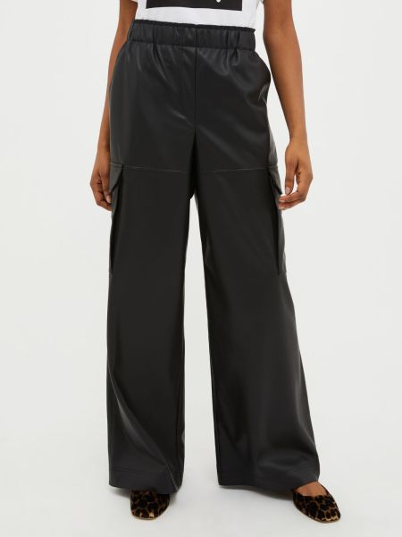 Black Women Max&Co Introductory Offer Coated-Jersey Cargo Trousers Trousers