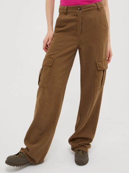 Trousers High Quality Cotton And Linen Cargo Trousers Women Max&Co Pxt