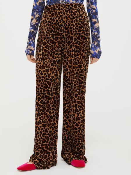 Trousers Camel Pattern Max&Co Tested Textured Velvet Trousers Women