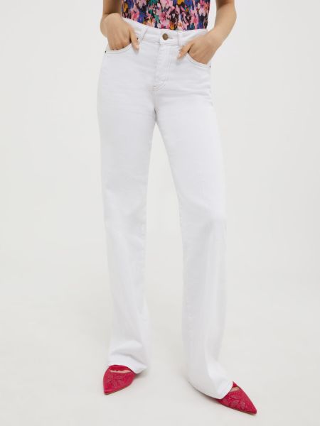 Bootcut Cotton-Drill Trousers Optic White Style Trousers Max&Co Women