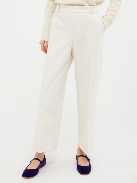 Trousers Max&Co Coupon Relaxed-Fit Double-Cloth Trousers Ivory Women