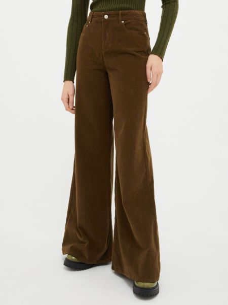 Women Olive Green Trousers Velvet Palazzo Trousers Rugged Max&Co