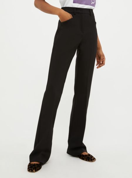Black Max&Co Women Trousers Double-Cloth Bootcut Trousers Budget