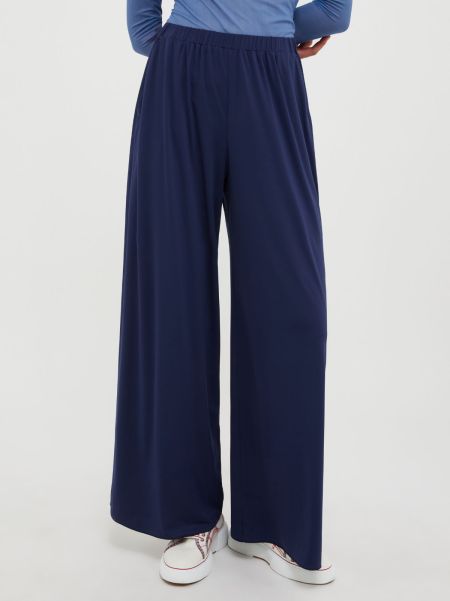 Wide-Leg Jersey Trousers Peaceful Max&Co Women China Blue Trousers
