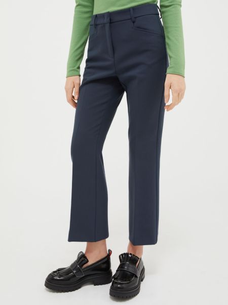 Trousers Women Double Cloth Trousers Delicate Max&Co Navy Blue