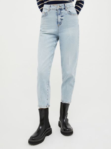 Women Vivid Max&Co Barrel-Leg Jeans Trousers Navy Blue