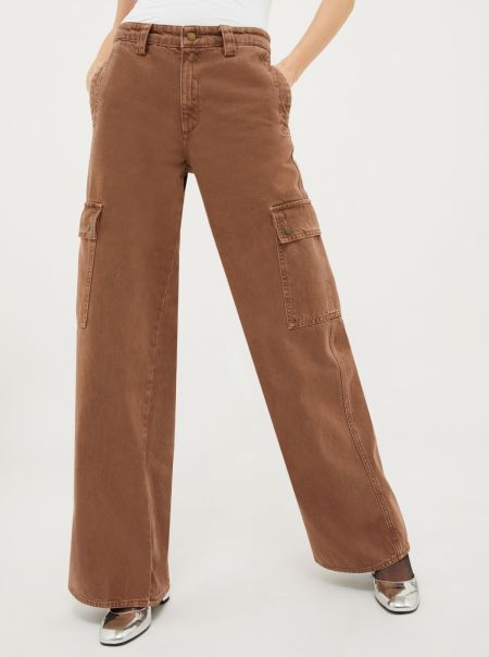 Straight-Cut Cargo Trousers Bronze Max&Co Streamline Women Trousers