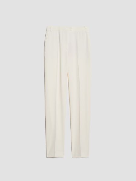 White Dropped Tapered Stretch-Crepe Trousers Women Max&Co Trousers