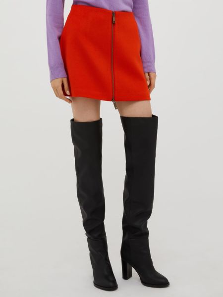 Skirts Women Wool-Broadcloth Mini Skirt Versatile Max&Co Orange