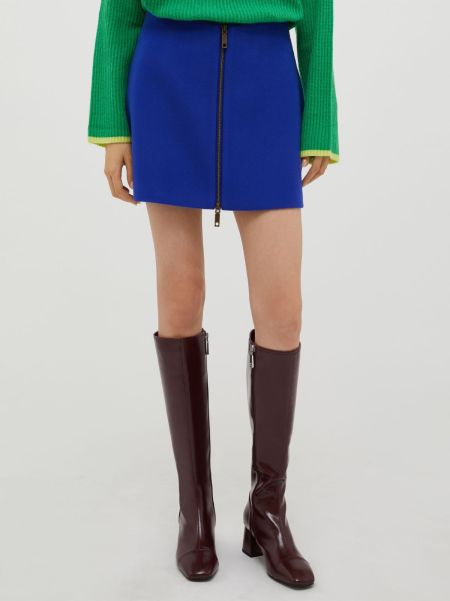 Voucher Women Wool-Broadcloth Mini Skirt Max&Co China Blue Skirts