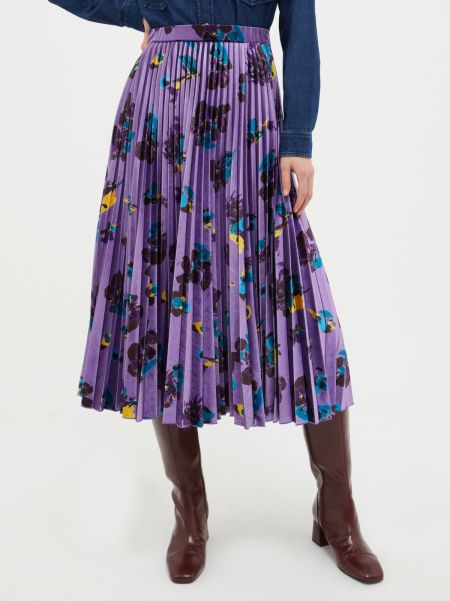 Pleated Velvet-Jersey Midi Skirt Shop Max&Co Women Wisteria Skirts