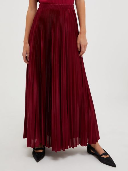 Max&Co Skirts Pleated Jersey Skirt Burgundy Women Clearance