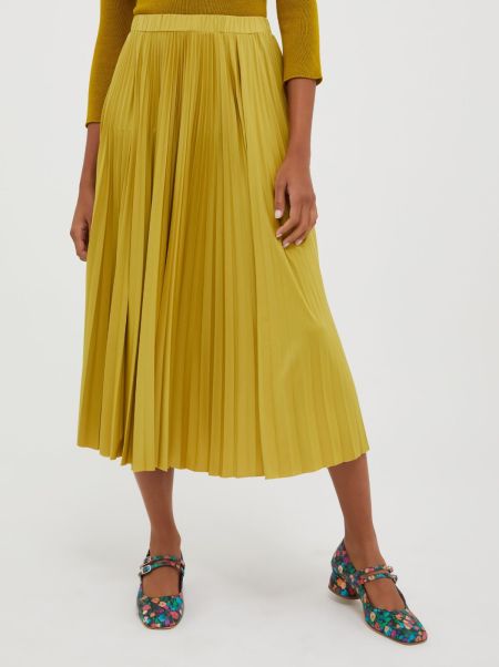 Convenient Pleated Jersey Midi Skirt Women Max&Co Skirts Olive Green