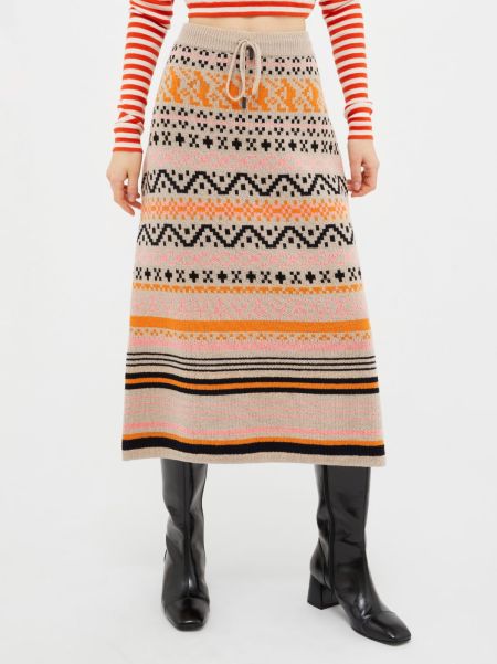 Wool-Blend Jacquard Midi Skirt Skirts Women Max&Co Durable Medium Grey