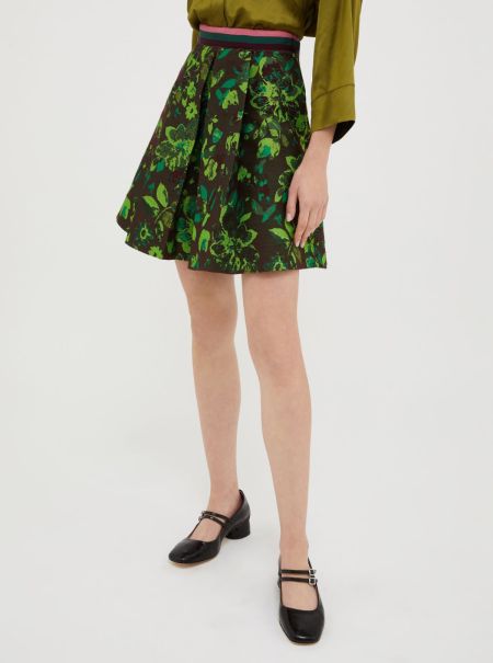 Floral-Jacquard Skirt Women Original Verde Fluo Skirts Max&Co