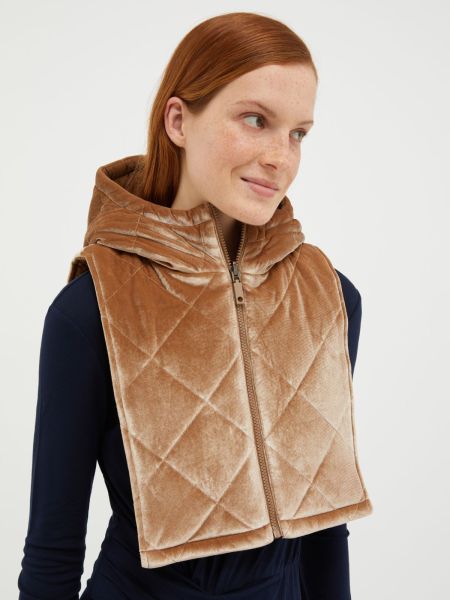 Puffer Jackets Effective Tan Reversible Hooded Collar Women Max&Co