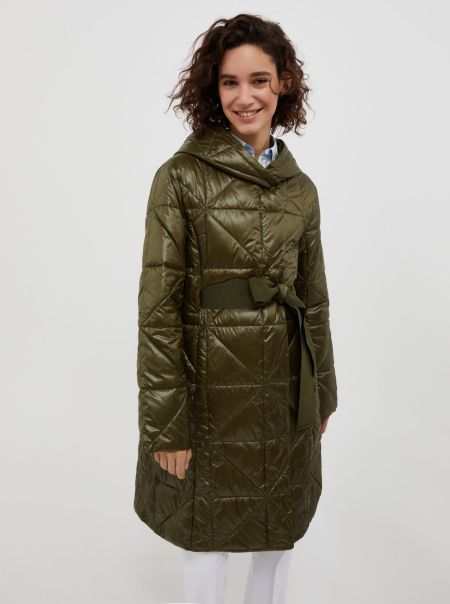 Energy-Efficient Max&Co Quilted Hooded Coat Puffer Jackets Khaki Green Women