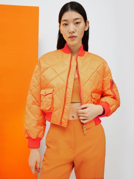 Max&Co Puffer Jackets Special Deal De-Coated With Anna Dello Russo Quilted Bomber Jacket Women Mandarin