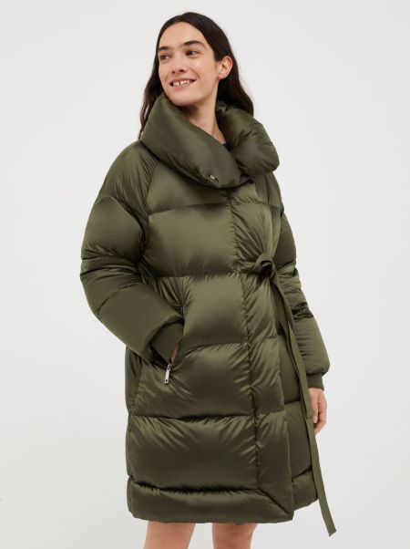 Affordable Khaki Green Padded Feather-Down Puffer Jacket Women Puffer Jackets Max&Co