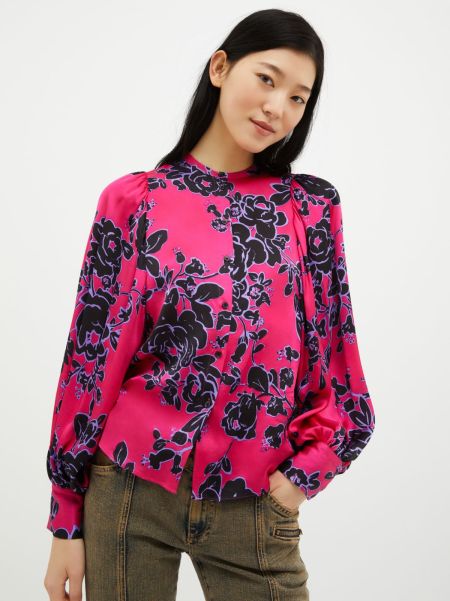 Women Patterned Satin Shirt Shirts And Tops Flexible Fuchsia Pattern Max&Co