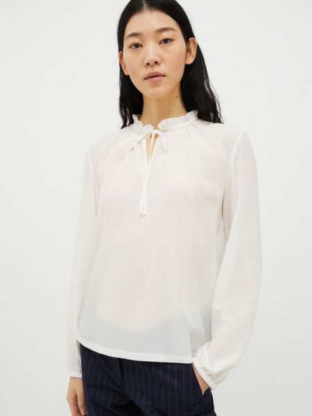 Women Shirts And Tops White Silk And Jersey Blouse Dynamic Max&Co