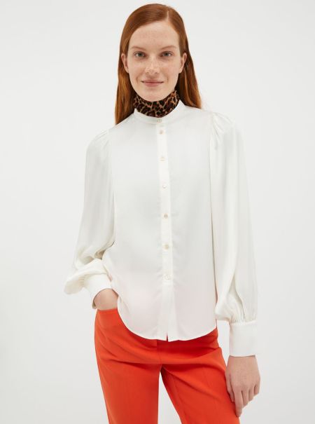Patterned Satin Shirt Max&Co White Women Popular Shirts And Tops