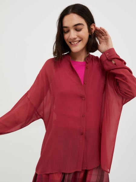 Well-Built Georgette Shirt Burgundy Shirts And Tops Max&Co Women