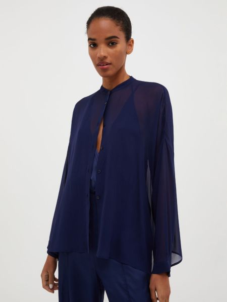 Midnight Blue Georgette Shirt Max&Co Shirts And Tops Women Affordable