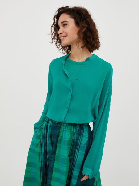 Max&Co Women Classic Georgette Shirt Shirts And Tops Emerald Green