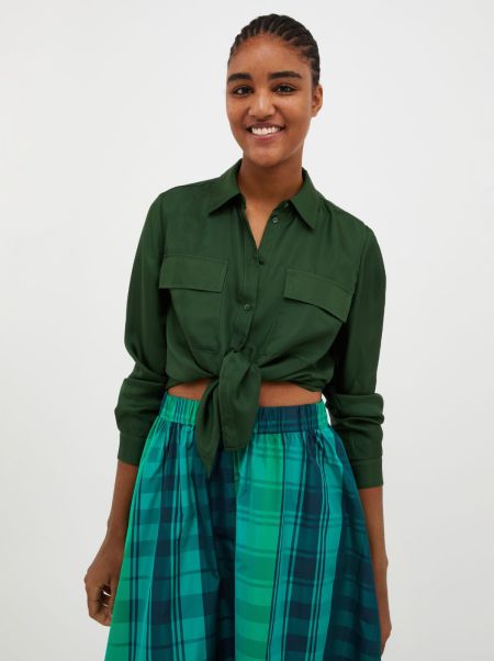 Shirts And Tops Max&Co Green Women Silk-Twill Shirt Best