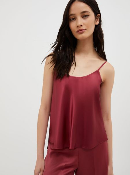 Shirts And Tops Normal Burgundy Max&Co Silk-Satin Top Women