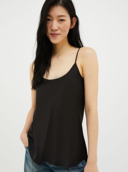 Max&Co Shirts And Tops Extend Black Women Silk-Satin Top