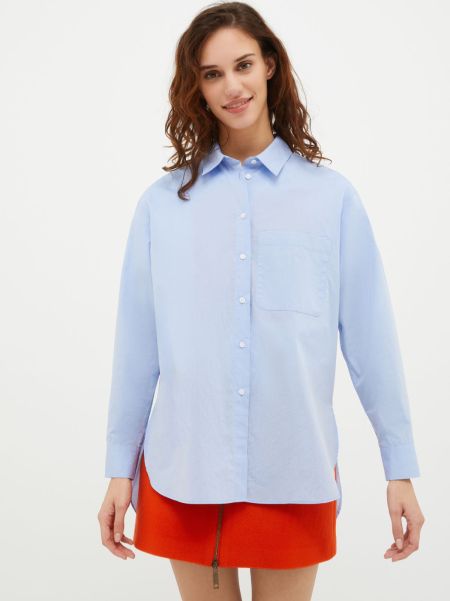 Shirts And Tops Women Bold Relaxed-Fit Poplin Shirt Light Blue Max&Co