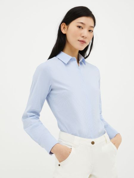 Shirts And Tops Versatile Slim-Fit Cotton Poplin Shirt Sky Blue Pattern Women Max&Co