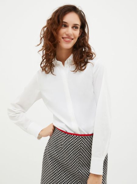 Optic White Shirts And Tops Max&Co Buy Women Slim-Fit Cotton Poplin Shirt