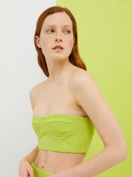 Women Shirts And Tops Max&Co De-Coated With Anna Dello Russo Bustier Top Practical Acid Green