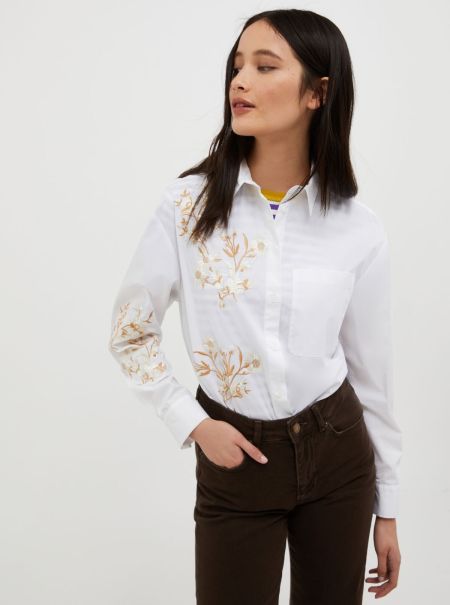 Shirts And Tops Ivory Women Embroidered Cotton-Poplin Shirt Bold Max&Co