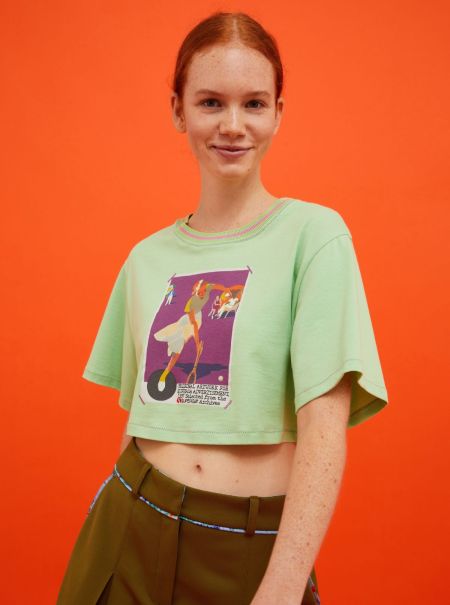Women Max&Co. With Superga Cropped T-Shirt Pastel Green Closeout Sweatshirts And T-Shirts