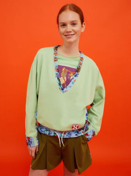 Serene Max&Co. With Superga Printed Sweatshirt Sweatshirts And T-Shirts Women Pastel Green