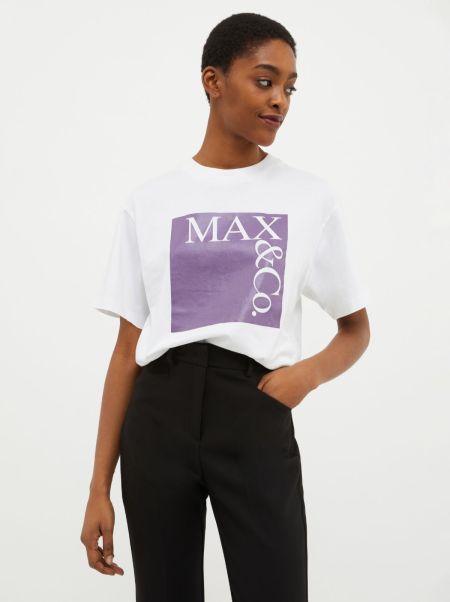 Logo-Print T-Shirt Purple Pattern Sweatshirts And T-Shirts Women Special Price Max&Co