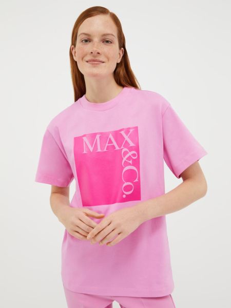 Max&Co Logo-Print T-Shirt Premium Women Lilac Sweatshirts And T-Shirts