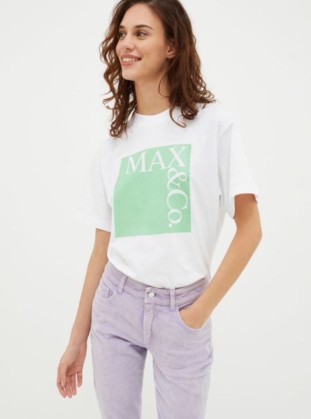 Sweatshirts And T-Shirts Women Logo-Print T-Shirt Dark Green Max&Co Custom