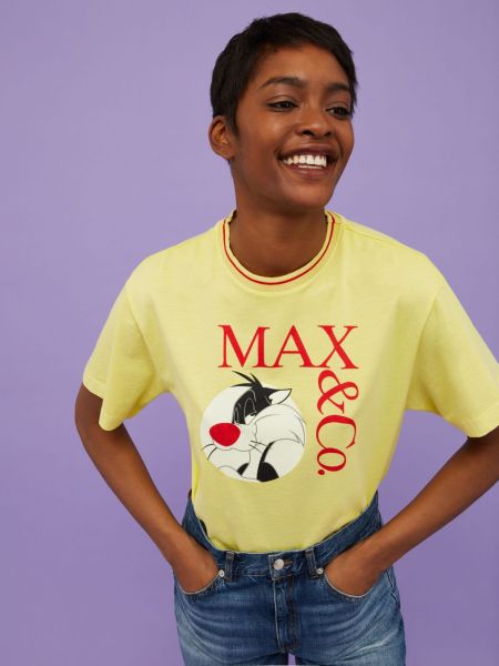 Women Logo-Print T-Shirt Max&Co. With Looney Tunes Sweatshirts And T-Shirts Yellow Economical