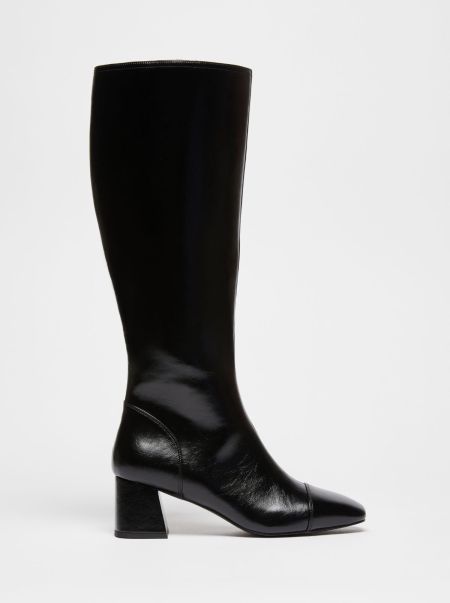 Women Block-Heel Boots Black Shoes Efficient Max&Co