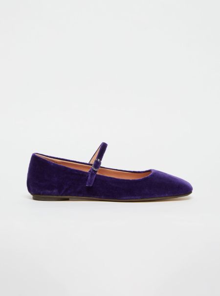 Shoes Velvet Ballet Flats Purple Top Max&Co Women