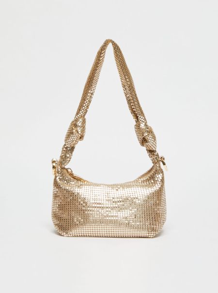 Women Bags Metal Mesh Party Bag Gold High-Quality Max&Co