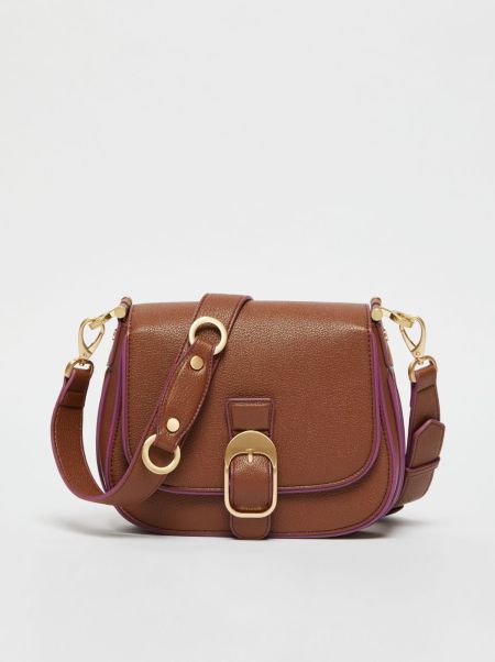 Women Max&Co Brown Custom Buckle-Embellished Bag Bags