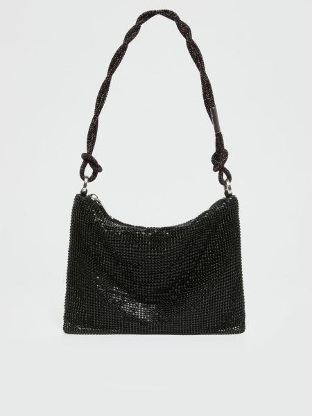 Women Rhinestone Clutch Max&Co Quality Bags Black