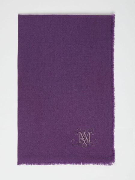 High-Quality Max&Co Monogrammed Wool Stole Women Purple Scarves And Hats