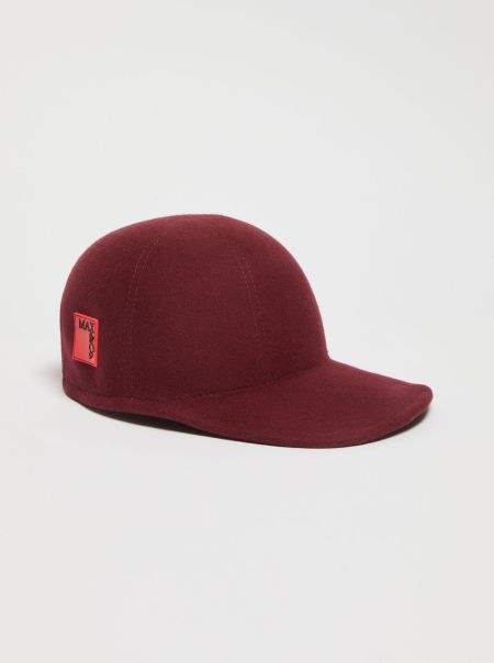 Affordable Bordeaux Women Max&Co Scarves And Hats Wool-Felt Baseball Cap